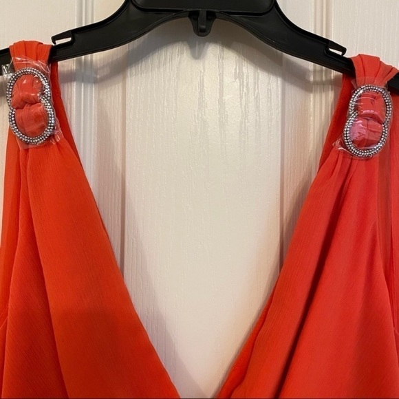 Lauren Ralph Lauren Crinkled Georgette Gown in Hyannis Port Orange Size 16 - Picture 10 of 13